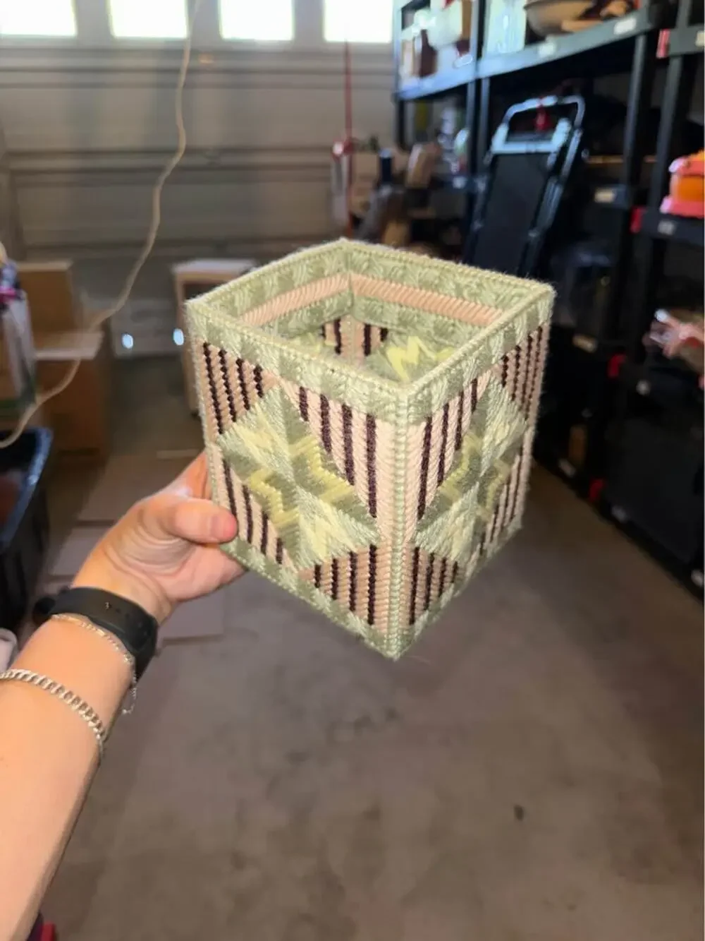 Handmade Plastic Canvas Star Pattern Holder